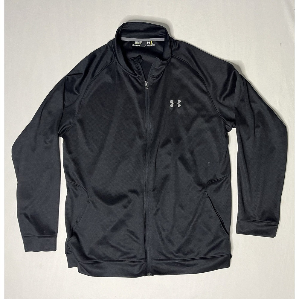 Under Armour Loose Fit Jacket Men's Size 2XL Black Full Zip Long Sleeve